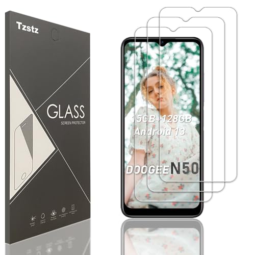 Tzstz Displayschutzfolie aus Hartglas für DOOGEE N50/N50 Pro/N50S, Härtegrad 9H, kratzfest, HD, 3 Stück Tzstz Displayschutzfolie aus Hartglas für DOOGEE N50/N50 Pro/N50S, Härtegrad 9H, kratzfest, HD, 3 Stück von Tzstz