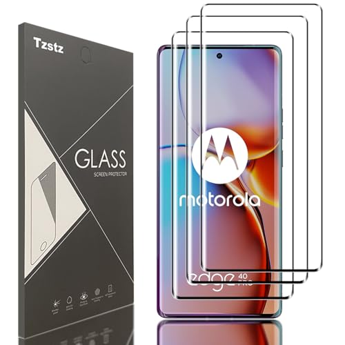 Tzstz Displayschutzfolie aus Hartglas für Motorola Edge 40 Pro, 3D-Vollbildabdeckung, Härtegrad 9H, kratzfest, Motorola Edge 40 Pro, 3 Stück von Tzstz