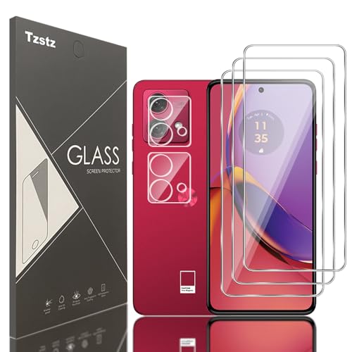 Tzstz Displayschutzfolie aus Hartglas für Motorola Moto G84 5G, Härtegrad 9H, kratzfest, 3 + 2 Stück von Tzstz