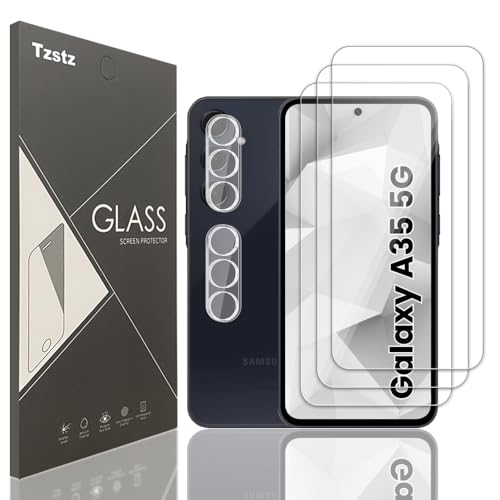 Tzstz Displayschutzfolie aus Hartglas für Samsung Galaxy A35, Härtegrad 9H, kratzfest, HD, 3 + 2 Stück Tzstz Displayschutzfolie aus Hartglas für Samsung Galaxy A35, Härtegrad 9H, kratzfest, HD, 3 + 2 Stück von Tzstz