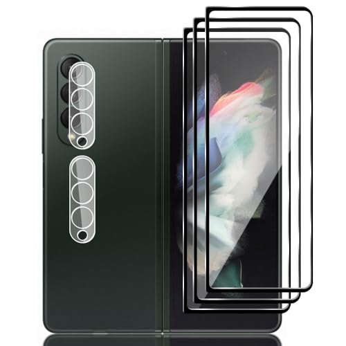 Tzstz Displayschutzfolie aus Hartglas für Samsung Galaxy Z Fold 3 5G, Härtegrad 9H, kratzfest, Samsung Galaxy Z Fold 3 5G, 3 + 2 Stück von Tzstz