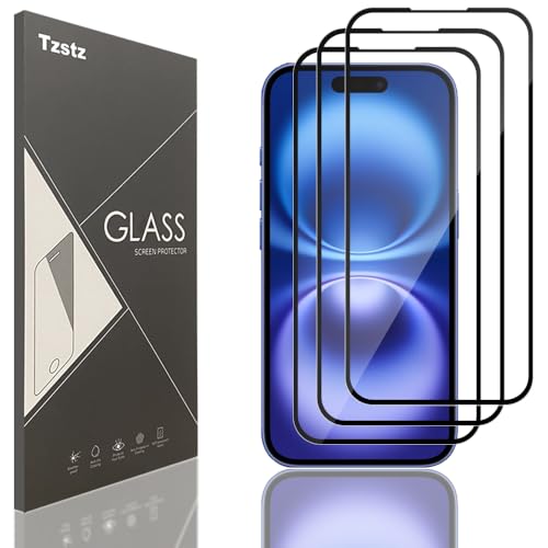 Tzstz Displayschutzfolie aus Hartglas für iPhone 16, Härtegrad 9H, kratzfest, HD, 3 Stück Tzstz Displayschutzfolie aus Hartglas für iPhone 16, Härtegrad 9H, kratzfest, HD, 3 Stück von Tzstz