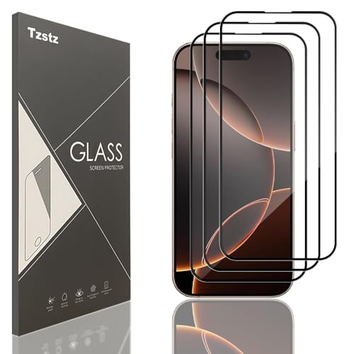 Tzstz Displayschutzfolie aus Hartglas für iPhone 16 Pro, Härtegrad 9H, kratzfest, HD, 3 Stück Tzstz Displayschutzfolie aus Hartglas für iPhone 16 Pro, Härtegrad 9H, kratzfest, HD, 3 Stück von Tzstz