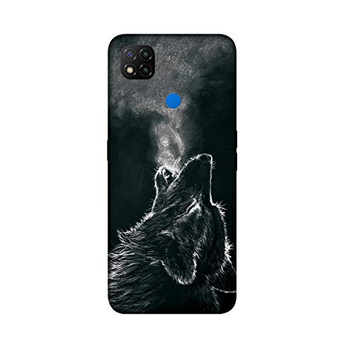 U/D DiaryTown Kompatibel mit Xiaomi Redmi 9C Hülle Silikon, Schwarz mit Muster Handyhülle Redmi 9C Weich Schutzhülle Dünn TPU Handyhüllen, Wolf von U/D