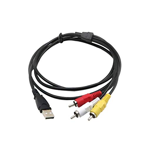 U/K PULABO USB A auf 3RCA-Kabel, 1,5 m USB-Stecker auf 3 Cinch-Stecker Splitter Audio-Video-AV-Composite-Adapterkabel für USB-fähige Fernseher und PCs Praktisch und beliebt langlebig von U/K