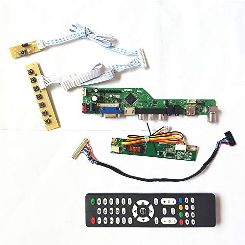 Für B141EW03 V3 V5 VB LCD Panel Monitor HDMI VGA USB AV LVDS 1CCFL 30Pin T.V53 Drive Card Board Keyboard + Fernbedienung + Inverter DIY Kit (B141EW03 VB) von U/R
