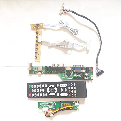 Für B141XN01 V0 B141XN04 V2 1CCFL LVDS 20Pin LCD Panel Inverter + Fernbedienung + Tastatur TV53 Drive Card Board HDMI VGA AV USB RF DIY Kit (B141XN04 V2) von U/R