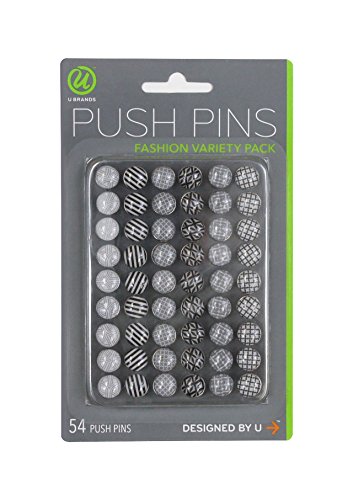 U Brands Fashion Steel Push Pins, Black White & Gray Assorted Colors, 54 Count von U Brands