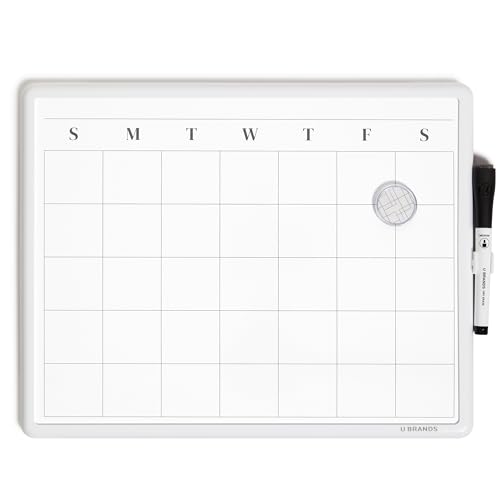 U Brands Magnetic Dry Erase Board, 36x28 cm, Moderner Weißer Rahmen, Inklusive Marker und Magnet von U Brands
