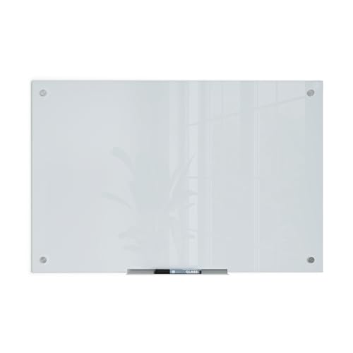 U Marken Glas Dry Erase Board, 88,9 x 58,4 cm, schwarz Oberfläche, rahmenlose Weiße mattierte Schreibfläche 35 x 23 Inches weiß von U Brands