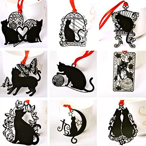 Lesezeichen aus Metall, Motiv: schwarze Katze, 2 Stück, zufällige Auswahl, kreativ und nützlich Lesezeichen aus Metall, Motiv: schwarze Katze, 2 Stück, zufällige Auswahl, kreativ und nützlich von U-K