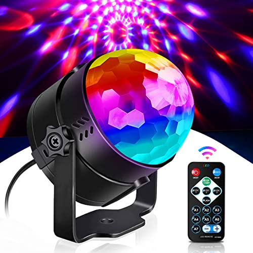 Discokugel, U`King Disco Licht LED Party Lichter Musikgesteuert Disco DJ Party licht 360° Rotierende Ball Lights 3W RGB Bühnenlichter mit Fernbedienung für Home Kinder Geburtstag Club Weihnachten Discokugel, U`King Disco Licht LED Party Lichter Musikgesteuert Disco DJ Party licht 360° Rotierende Ball Lights 3W RGB Bühnenlichter mit Fernbedienung für Home Kinder Geburtstag Club Weihnachten von U`King