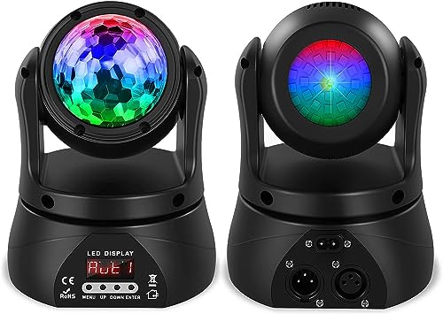 Discokugel, U`King Partylicht Mini Moving Head Bühnenlicht Party Lichter mit Dmx512 Control,RGBW für Party/Bar/Geburtstag/Hochzeit/Live Show/Halloween von U`King