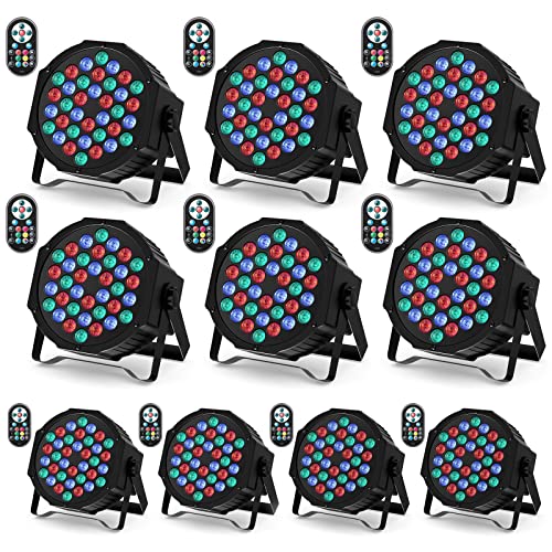 U`King 10er Pack LED Par Strahler 36 LED Bühnenlicht Partylicht RGB DMX512 mit Fernbedienung,Discolicht Scheinwerfer Beleuchtung Moving Head für Stage DJ Party Show Bar Halloween Weihnachten von U`King