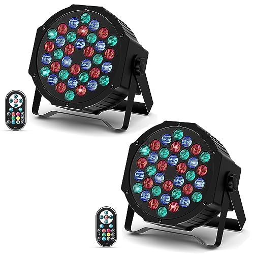 U`King 2er Pack LED Par Strahler 36 LED Bühnenlicht Partylicht RGB DMX512 mit Fernbedienung,Discolicht Scheinwerfer Beleuchtung Moving Head für Stage DJ Party Show Bar Halloween Weihnachten von U`King