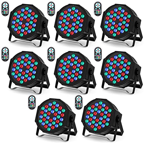 U`King 8 Pack RGB LED Par Strahler, 36 LED Bühnenlicht Partylicht mit Fernbedienung, Discolicht Scheinwerfer Bunt Beleuchtung für Stage DJ Party Show Bar Halloween Weihnachten von U`King