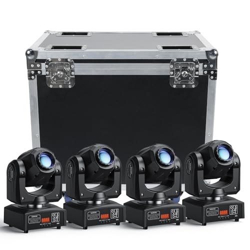 UKing 4PCS 50W Moving Head LED mit Flightcase 8 Gobo 8 Farben Discolicht Partylicht Lichteffekte 9/11 Kanäle für DJ Partybeleuchtung Licht UKing 4PCS 50W Moving Head LED mit Flightcase 8 Gobo 8 Farben Discolicht Partylicht Lichteffekte 9/11 Kanäle für DJ Partybeleuchtung Licht von U`King