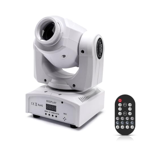 UKing 50W LED Moving Head with Fernbedienung Discolicht DMX Lichteffekte Partylicht 8 GOBO 8 Farben DJ Licht 9/11 Kanäle für Bar Club Bühnenlicht (Weiß) von U`King