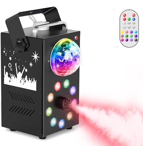 UKing 700W Nebelmaschine mit 9 RGB LED und Discokugel, Hochleistungs Nebeleffekt, unterstützt 16 Farben/Strobe-Modi/drahtlose Fernbedienungen für DJ Disco Show Club Bar Hochzeit von U`King