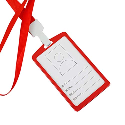 Vertikaler Ausweishalter aus Aluminium mit Umhängeband für Arbeit, Ausweis, Buskarte, rot, langlebig und praktisch von U-M
