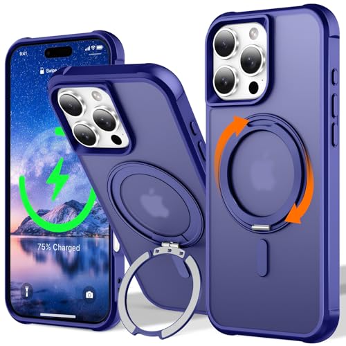 UMIONE 360° drehbares Magnetring-Design für iPhone 16 Pro, eingebauter unsichtbarer Schlaufenständer, kompatibel mit Magsafe, durchscheinende, ultradünne stoßfeste Hülle in Militärqualität, Blau UMIONE 360° drehbares Magnetring-Design für iPhone 16 Pro, eingebauter unsichtbarer Schlaufenständer, kompatibel mit Magsafe, durchscheinende, ultradünne stoßfeste Hülle in Militärqualität, Blau von U UMIONE