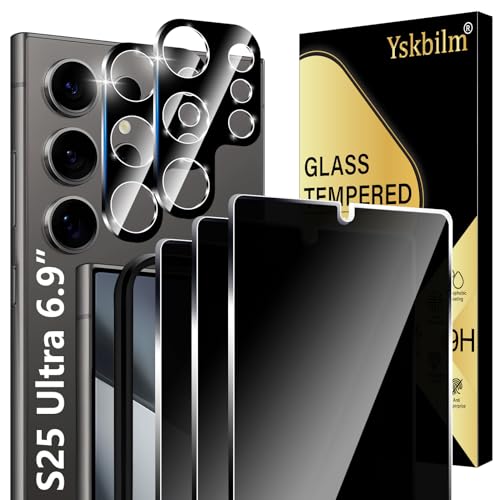 3+2 Stück Sichtschutz Schutzfolie für Samsung Galaxy S25 Ultra + Kameraschutz,9H Härte Schutzglas Sichtschutzfolie mit Schablone,Anti-Spähen, Anti- Kratzer, Bläschenf für Samsung Galaxy S25 Ultra von U. EHome