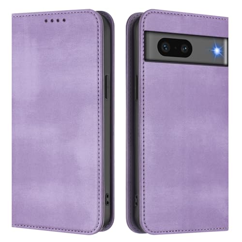 U.DARELIKE Handyhülle für Google Pixel 8 PU Leder Klappbar Einfarbig Flip Retro Cover Bunte Klapphülle mit Magnet Standfunktion Kartenfach Schutzhülle für Google Pixel 8 - Lila von U.DARELIKE