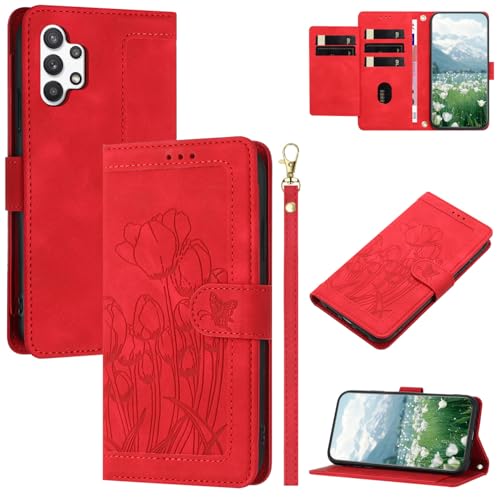 U.DARELIKE Handyhülle für Samsung Galaxy A13 5G 4G PU Leder Klappbar Flip Cover Tulpen Schmetterling Muster Klapphülle mit Magnet Standfunktion Kartenfach Schutzhülle für Samsung Galaxy A13 5G 4G Rot U.DARELIKE Handyhülle für Samsung Galaxy A13 5G 4G PU Leder Klappbar Flip Cover Tulpen Schmetterling Muster Klapphülle mit Magnet Standfunktion Kartenfach Schutzhülle für Samsung Galaxy A13 5G 4G Rot von U.DARELIKE