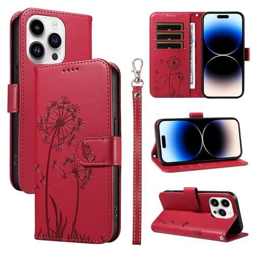 U.DARELIKE Handyhülle für iPhone 14 Pro PU Leder Klappbar Embossed Löwenzahn Motiv Flip Cover Klapphülle Schmetterling Magnet mit Standfunktion Kartenfach Schutzhülle für iPhone 14 Pro Rot U.DARELIKE Handyhülle für iPhone 14 Pro PU Leder Klappbar Embossed Löwenzahn Motiv Flip Cover Klapphülle Schmetterling Magnet mit Standfunktion Kartenfach Schutzhülle für iPhone 14 Pro Rot von U.DARELIKE
