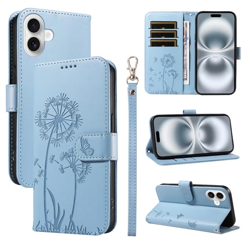U.DARELIKE Handyhülle für iPhone 16 Plus PU Leder Klappbar Embossed Löwenzahn Motiv Flip Cover Klapphülle Schmetterling Magnet mit Standfunktion Kartenfach Schutzhülle für iPhone 16 Plus Blau U.DARELIKE Handyhülle für iPhone 16 Plus PU Leder Klappbar Embossed Löwenzahn Motiv Flip Cover Klapphülle Schmetterling Magnet mit Standfunktion Kartenfach Schutzhülle für iPhone 16 Plus Blau von U.DARELIKE