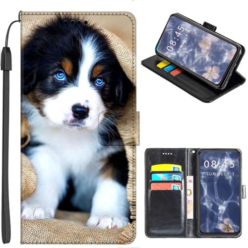 U.DARELIKE Hülle kompatibel mit Samsung Galaxy A54 5G PU Leder Handyhülle Tasche Flip Cover Klapphülle mit Kartenfach Kartenfach Schutzhülle für Samsung Galaxy A54 5G Niedlicher Hund von U.DARELIKE