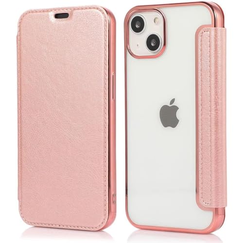 U.DARELIKE Hülle kompatibel mit iPhone 14 Klapphülle Clear Back Silikon Metallisch Überzug PU Leder Flip Handyhülle Ultra Dünn Stoßfest Schutzhülle, Roségold U.DARELIKE Hülle kompatibel mit iPhone 14 Klapphülle Clear Back Silikon Metallisch Überzug PU Leder Flip Handyhülle Ultra Dünn Stoßfest Schutzhülle, Roségold von U.DARELIKE