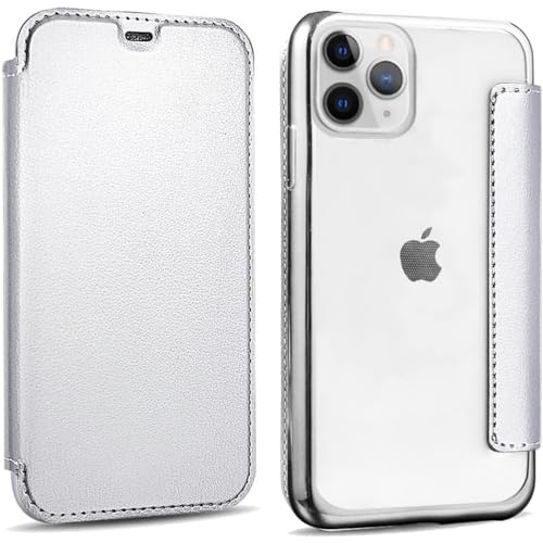 U.DARELIKE Hülle kompatibel mit iPhone 14 Pro Klapphülle Clear Back Silikon Metallisch Überzug PU Leder Flip Handyhülle Ultra Dünn Stoßfest Schutzhülle, Silber U.DARELIKE Hülle kompatibel mit iPhone 14 Pro Klapphülle Clear Back Silikon Metallisch Überzug PU Leder Flip Handyhülle Ultra Dünn Stoßfest Schutzhülle, Silber von U.DARELIKE
