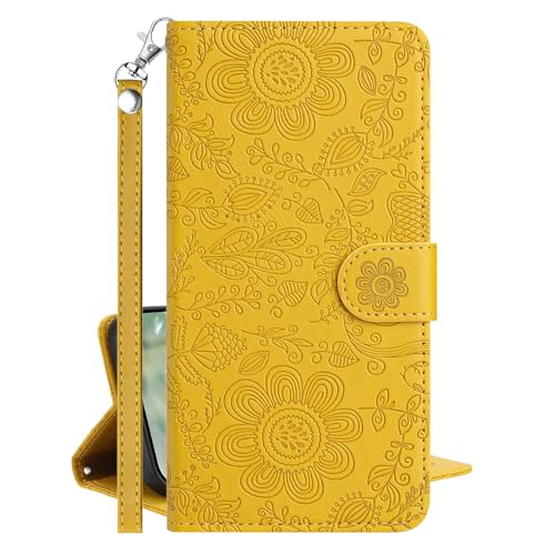 U.DARELIKE Hülle kompatibel mit iPhone 15 Pro PU Leder Klappbar Handyhülle Embossed Blumen Blätter Motiv Flip Cover Klapphülle Magnet mit Kartenfach Schutzhülle für iPhone 15 Pro Gelb U.DARELIKE Hülle kompatibel mit iPhone 15 Pro PU Leder Klappbar Handyhülle Embossed Blumen Blätter Motiv Flip Cover Klapphülle Magnet mit Kartenfach Schutzhülle für iPhone 15 Pro Gelb von U.DARELIKE