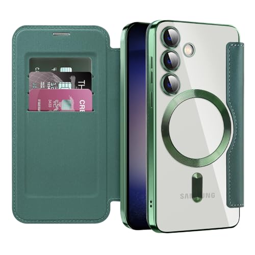 U.DARELIKE Magnetisch Hülle kompatibel mit Samsung Galaxy S24 Plus für Magsafe Klapphülle Clear Back Silikon Metallisch Überzug PU Leder Kartenhalter Flip Handyhülle Stoßfest Schutzhülle Dunkelgrün U.DARELIKE Magnetisch Hülle kompatibel mit Samsung Galaxy S24 Plus für Magsafe Klapphülle Clear Back Silikon Metallisch Überzug PU Leder Kartenhalter Flip Handyhülle Stoßfest Schutzhülle Dunkelgrün von U.DARELIKE