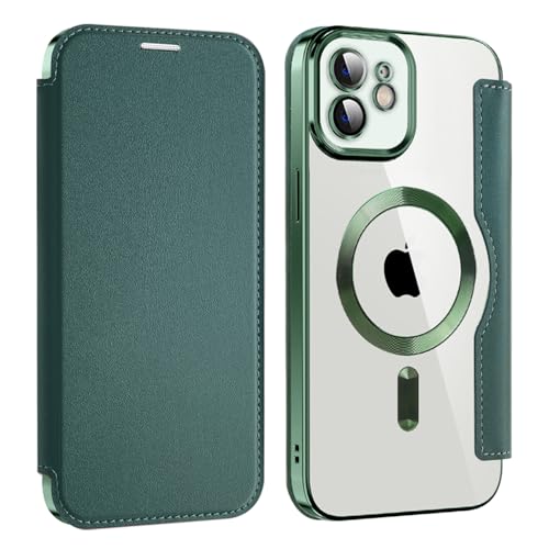 U.DARELIKE Magnetisch Hülle kompatibel mit iPhone 11 für Magsafe Klapphülle Clear Back Silikon Metallisch Überzug PU Leder Kartenhalter Flip Handyhülle Stoßfest Schutzhülle Dunkelgrün U.DARELIKE Magnetisch Hülle kompatibel mit iPhone 11 für Magsafe Klapphülle Clear Back Silikon Metallisch Überzug PU Leder Kartenhalter Flip Handyhülle Stoßfest Schutzhülle Dunkelgrün von U.DARELIKE