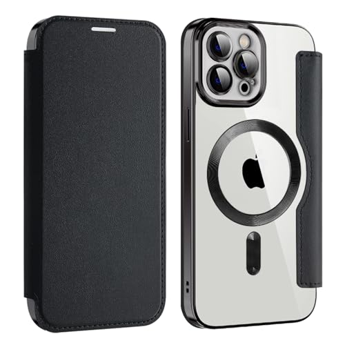 U.DARELIKE Magnetisch Hülle kompatibel mit iPhone 12 Pro Max für Magsafe Klapphülle Clear Back Silikon Metallisch Überzug PU Leder Kartenhalter Flip Handyhülle Stoßfest Schutzhülle Schwarz U.DARELIKE Magnetisch Hülle kompatibel mit iPhone 12 Pro Max für Magsafe Klapphülle Clear Back Silikon Metallisch Überzug PU Leder Kartenhalter Flip Handyhülle Stoßfest Schutzhülle Schwarz von U.DARELIKE