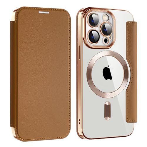 U.DARELIKE Magnetisch Hülle kompatibel mit iPhone 13 Pro Max für Magsafe Klapphülle Clear Back Silikon Metallisch Überzug PU Leder Kartenhalter Flip Handyhülle Stoßfest Schutzhülle Braun U.DARELIKE Magnetisch Hülle kompatibel mit iPhone 13 Pro Max für Magsafe Klapphülle Clear Back Silikon Metallisch Überzug PU Leder Kartenhalter Flip Handyhülle Stoßfest Schutzhülle Braun von U.DARELIKE