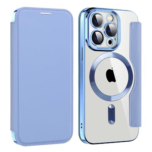 U.DARELIKE Magnetisch Hülle kompatibel mit iPhone 14 Pro Max für Magsafe Klapphülle Clear Back Silikon Metallisch Überzug PU Leder Kartenhalter Flip Handyhülle Stoßfest Schutzhülle Hellblau U.DARELIKE Magnetisch Hülle kompatibel mit iPhone 14 Pro Max für Magsafe Klapphülle Clear Back Silikon Metallisch Überzug PU Leder Kartenhalter Flip Handyhülle Stoßfest Schutzhülle Hellblau von U.DARELIKE