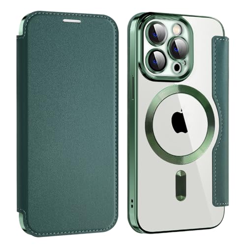 U.DARELIKE Magnetisch Hülle kompatibel mit iPhone 14 Pro für Magsafe Klapphülle Clear Back Silikon Metallisch Überzug PU Leder Kartenhalter Flip Handyhülle Stoßfest Schutzhülle Dunkelgrün U.DARELIKE Magnetisch Hülle kompatibel mit iPhone 14 Pro für Magsafe Klapphülle Clear Back Silikon Metallisch Überzug PU Leder Kartenhalter Flip Handyhülle Stoßfest Schutzhülle Dunkelgrün von U.DARELIKE
