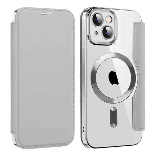 U.DARELIKE Magnetisch Hülle kompatibel mit iPhone 14 für Magsafe Klapphülle Clear Back Silikon Metallisch Überzug PU Leder Kartenhalter Flip Handyhülle Stoßfest Schutzhülle Grau U.DARELIKE Magnetisch Hülle kompatibel mit iPhone 14 für Magsafe Klapphülle Clear Back Silikon Metallisch Überzug PU Leder Kartenhalter Flip Handyhülle Stoßfest Schutzhülle Grau von U.DARELIKE