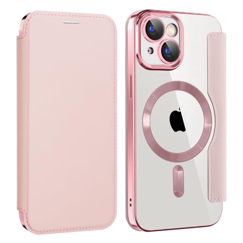 U.DARELIKE Magnetisch Hülle kompatibel mit iPhone 15 Plus für Magsafe Klapphülle Clear Back Silikon Metallisch Überzug PU Leder Kartenhalter Flip Handyhülle Stoßfest Schutzhülle Rosa U.DARELIKE Magnetisch Hülle kompatibel mit iPhone 15 Plus für Magsafe Klapphülle Clear Back Silikon Metallisch Überzug PU Leder Kartenhalter Flip Handyhülle Stoßfest Schutzhülle Rosa von U.DARELIKE