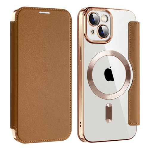 U.DARELIKE Magnetisch Hülle kompatibel mit iPhone 15 für Magsafe Klapphülle Clear Back Silikon Metallisch Überzug PU Leder Kartenhalter Flip Handyhülle Stoßfest Schutzhülle Braun U.DARELIKE Magnetisch Hülle kompatibel mit iPhone 15 für Magsafe Klapphülle Clear Back Silikon Metallisch Überzug PU Leder Kartenhalter Flip Handyhülle Stoßfest Schutzhülle Braun von U.DARELIKE