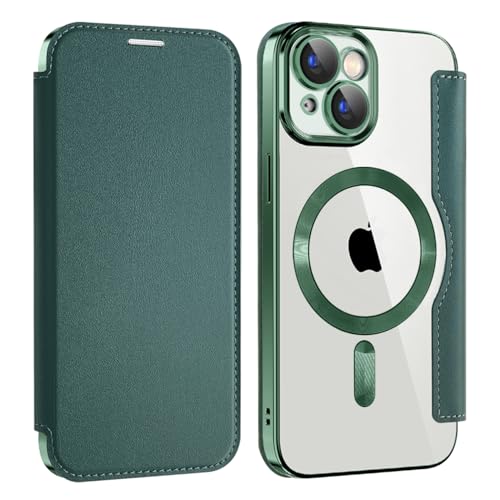 U.DARELIKE Magnetisch Hülle kompatibel mit iPhone 15 für Magsafe Klapphülle Clear Back Silikon Metallisch Überzug PU Leder Kartenhalter Flip Handyhülle Stoßfest Schutzhülle Dunkelgrün U.DARELIKE Magnetisch Hülle kompatibel mit iPhone 15 für Magsafe Klapphülle Clear Back Silikon Metallisch Überzug PU Leder Kartenhalter Flip Handyhülle Stoßfest Schutzhülle Dunkelgrün von U.DARELIKE