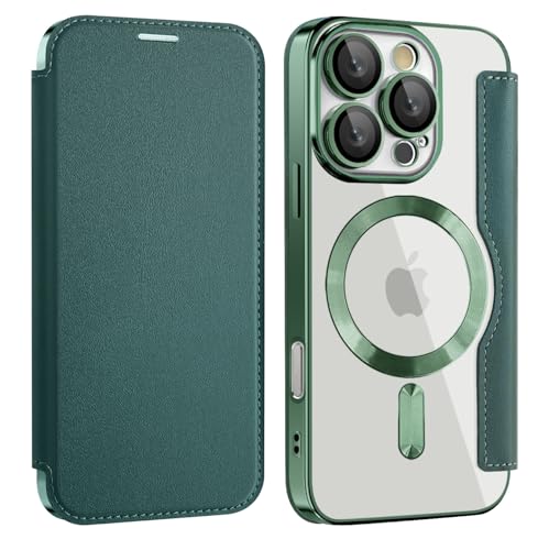 U.DARELIKE Magnetisch Hülle kompatibel mit iPhone 16 Pro für Magsafe Klapphülle Clear Back Silikon Metallisch Überzug PU Leder Kartenhalter Flip Handyhülle Stoßfest Schutzhülle Dunkelgrün U.DARELIKE Magnetisch Hülle kompatibel mit iPhone 16 Pro für Magsafe Klapphülle Clear Back Silikon Metallisch Überzug PU Leder Kartenhalter Flip Handyhülle Stoßfest Schutzhülle Dunkelgrün von U.DARELIKE