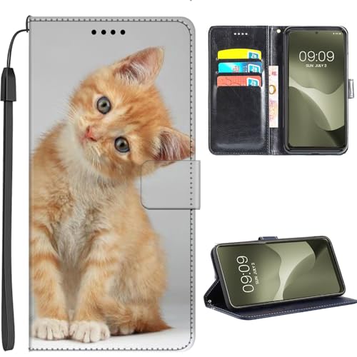 U.DARELIKE QC-EMART Hülle kompatibel mit iPhone 12 Mini PU Leder Handyhülle Tasche Flip Cover Klapphülle Magnetverschluss Schutzhülle für iPhone 12 Mini Niedliche Katze von U.DARELIKE