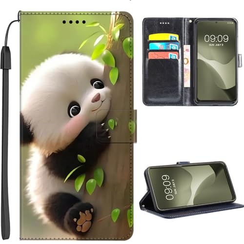 U.DARELIKE QC-EMART Hülle kompatibel mit iPhone 13 Pro PU Leder Handyhülle Tasche Flip Cover Klapphülle Magnetverschluss Schutzhülle für iPhone 13 Pro Panda von U.DARELIKE
