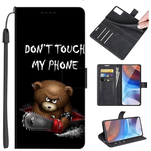 U.DARELIKE QC-EMART Klappbar Hülle für Google Pixel 8A PU Leder Handyhülle Tasche Flip Cover Stoßfeste Case Magnetverschluss Schutzhülle für Google Pixel 8A Bär von U.DARELIKE
