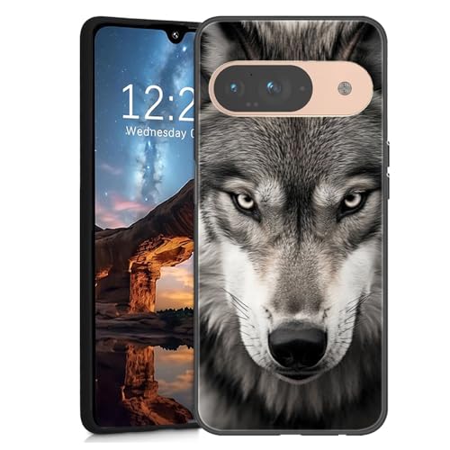 U.DARELIKE Silikon Hülle für Google Pixel 9 Pro Handyhülle Ultra Dünne Weiche Stoßfeste Schutzhülle Tier Muster Slim TPU Bumper Cover für Google Pixel 9 Pro, Wilder Wolf von U.DARELIKE