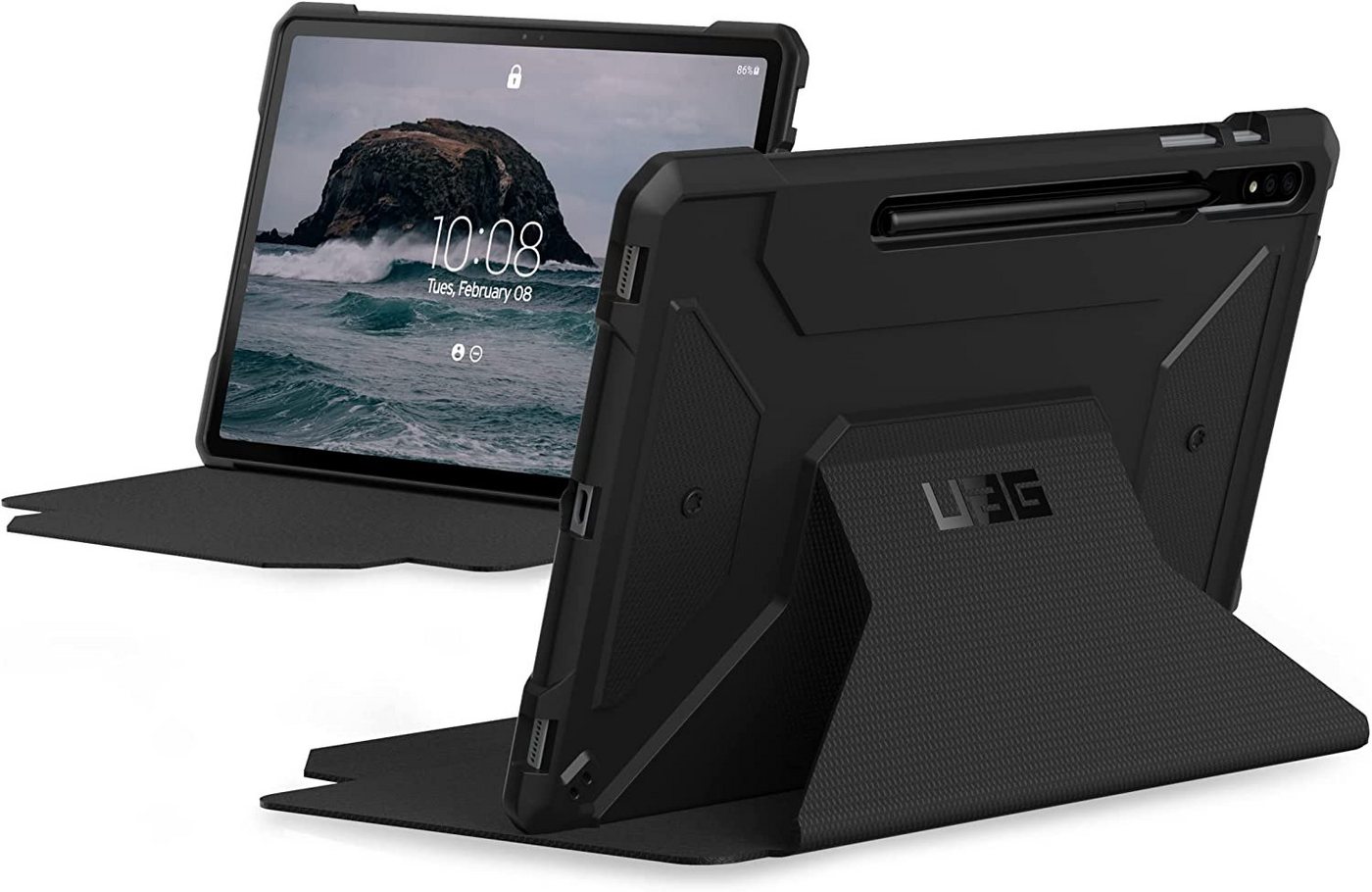 UAG Tablet-Hülle Metropolis, [Galaxy Tab S8 Hülle / Galaxy Tab S7 Hülle, Kompatibel mit der magnetischen Befestigung + Aufladung des S-Pen, Wake/Sleep Funktion, Fallschutz nach US-Militärstandard, Standfunktion] - schwarz von UAG